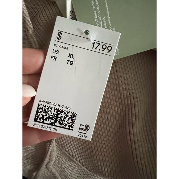 NWT H&M Women's Ribbed Knit Strappy Tank Top Sleeveless Cream Tan Size XL - Picture 8 of 10